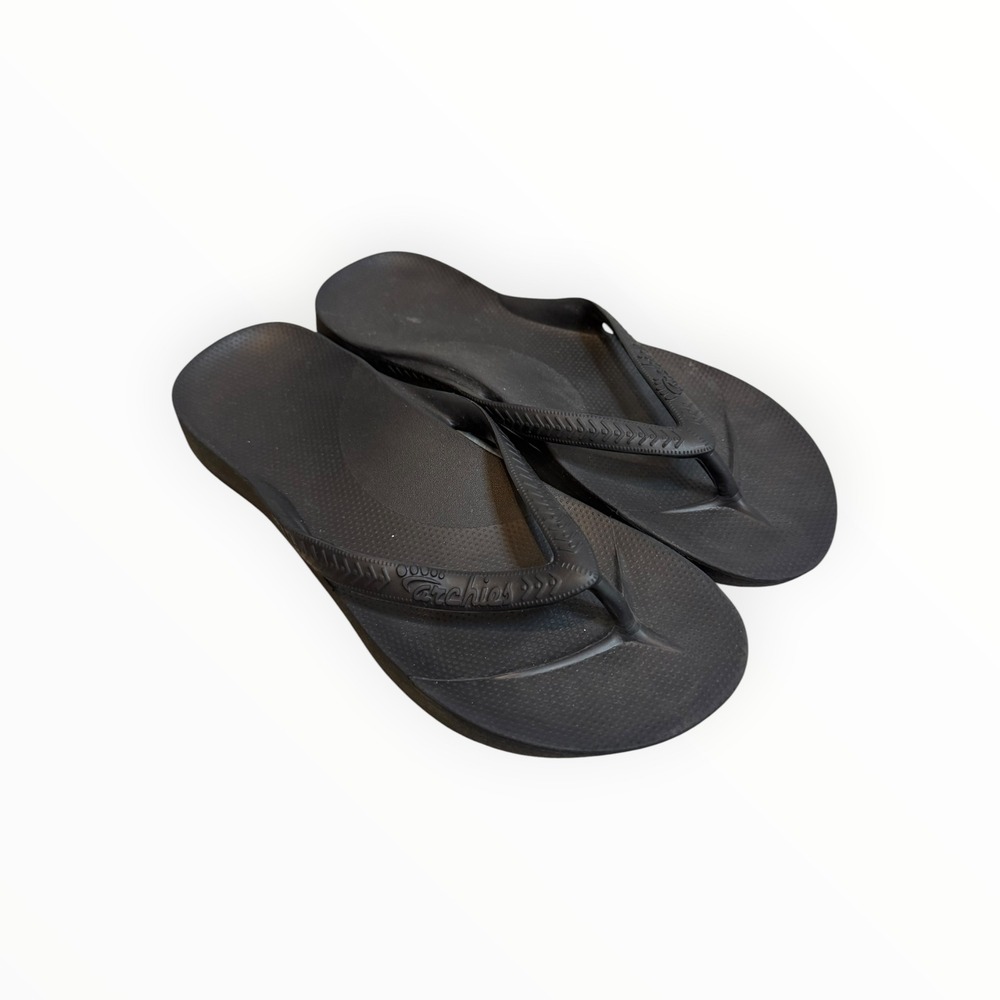 Archies Arch Support Flip Flops Black Orthotic Sandals Womens 9 Mens 8
